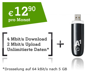 A1 Breitband Stick MF 190 + Mobiles Internet